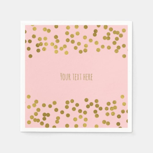 Serviette En Papier Points Confetti Pink & Gold Faux Blushing (Devant)