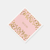 Serviette En Papier Points Confetti Pink & Gold Faux Blushing (Coin)