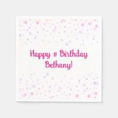 Serviette En Papier Points Confetti Pink Rose Anniversaire Personnalis (Devant)