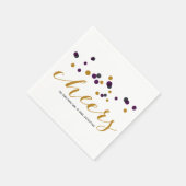 Serviette En Papier Points Confetti Purple & Or Mariage Napkin (Coin)