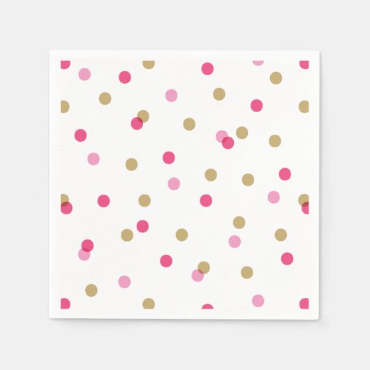 Serviette En Papier Points Confetti rose et or (Devant)
