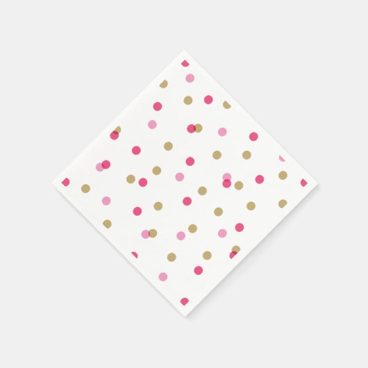 Serviette En Papier Points Confetti rose et or (Coin)