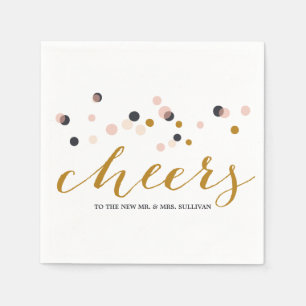 Serviette En Papier Points Confetti Rose & Or Mariage Napkin