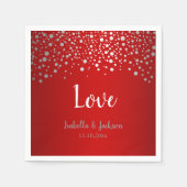 Serviette En Papier Points confetti rouge foncé et argent (Devant)