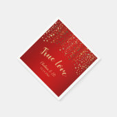 Serviette En Papier Points confetti rouge foncé et or (Coin)