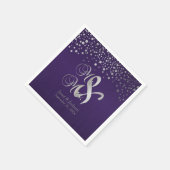 Serviette En Papier Points Confetti violet et argenté (Coin)