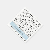 Serviette En Papier Points dalmatiens, Spots, Noir et Blanc, Votre nom (Coin)