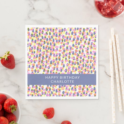 Serviette En Papier Points d'aquarelle Abstraits personnalisés Anniver (En situation)