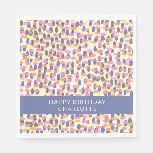 Serviette En Papier Points d'aquarelle Abstraits personnalisés Anniver (Devant)