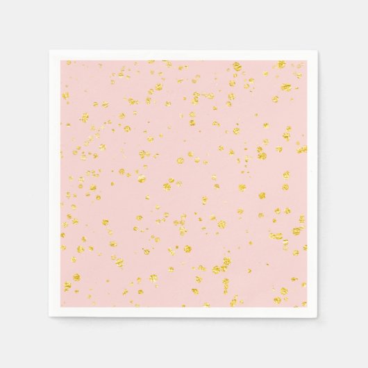 Serviette En Papier Points de confettis dorés Rose poudré (Devant)