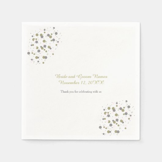 Serviette En Papier Points de Confettis Rose Doré (Devant)