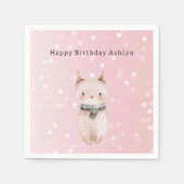 Serviette En Papier Points de confettis rose pastel chat (Devant)