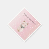Serviette En Papier Points de confettis rose pastel chat (Coin)