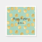 Serviette En Papier Points de Mint et Gold Glitz Anniversaire (Devant)