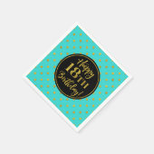 Serviette En Papier Points d'or noir turquoise 18e anniversaire (Coin)