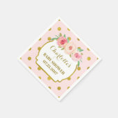Serviette En Papier Points d'or rose Baby shower floral (Coin)