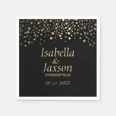 Serviette En Papier Points Faux Noir et Or (Devant)