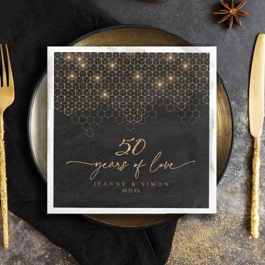 Serviette En Papier Points forts Gold 50th Anniversary ID1165
