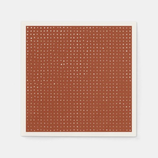 Serviette En Papier Points gris clair sur rouille (Devant)