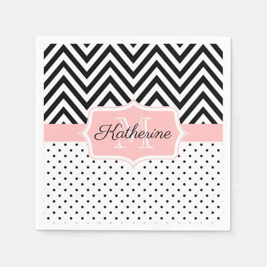 Serviette En Papier Points mignons et Chevron (Devant)