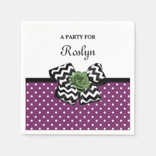 Serviette En Papier Points mignons pourpres Rose vert Chevron Bow avec