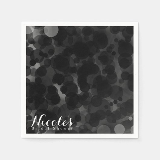 Serviette En Papier Points Noir & Blanc Moderne Chic Party Personnalis (Devant)