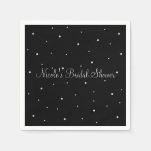 Serviette En Papier Points noirs et argentés Fête de mariage moderne e