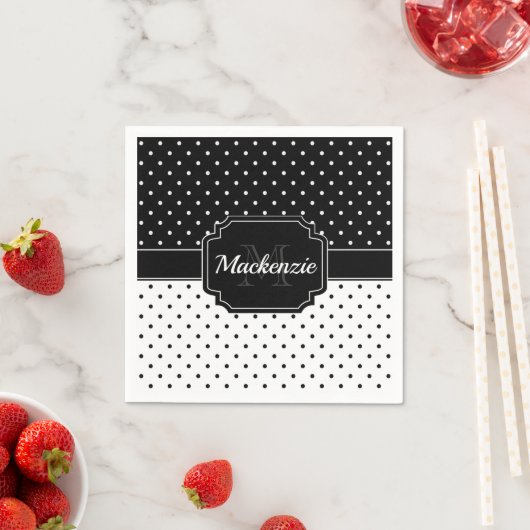 Serviette En Papier Points noirs et blancs (En situation)