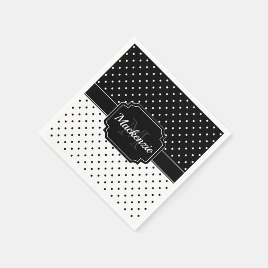 Serviette En Papier Points noirs et blancs (Coin)