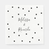 Serviette En Papier Points noirs et blancs élégants modernes (Devant)
