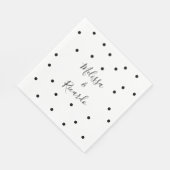 Serviette En Papier Points noirs et blancs élégants modernes (Coin)