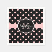 Serviette En Papier Points noirs et roses (Devant)