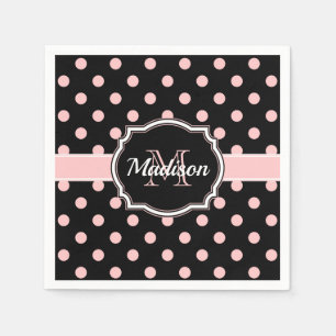 Serviette En Papier Points noirs et roses