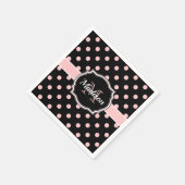 Serviette En Papier Points noirs et roses (Coin)