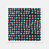 Serviette En Papier Points Pastel Printemps sur Noir (Devant)