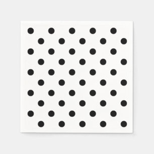 Serviette En Papier Points polka points rétro noir et blanc
