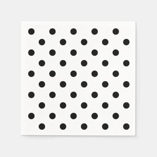 Serviette En Papier Points polka | points rétro noir et blanc (Devant)