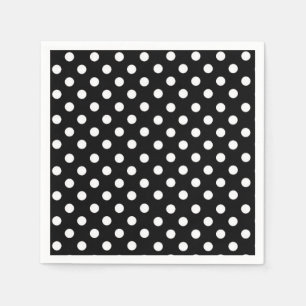 Serviette En Papier Points polka points rétro noir et blanc