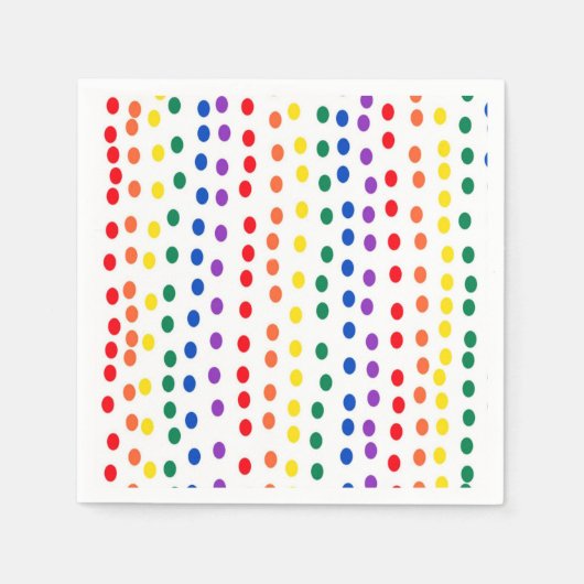 Serviette En Papier Points Rainbow Candy en blanc (Devant)