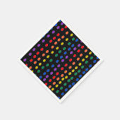 Serviette En Papier Points Rainbow Candy sur noir (Coin)
