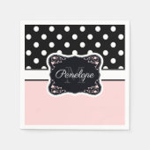 Serviette En Papier Points roses et noirs (Devant)
