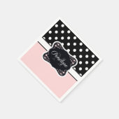 Serviette En Papier Points roses et noirs (Coin)