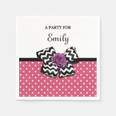 Serviette En Papier Points roses mignons Rose pourpre Chevron Bow et n (Devant)