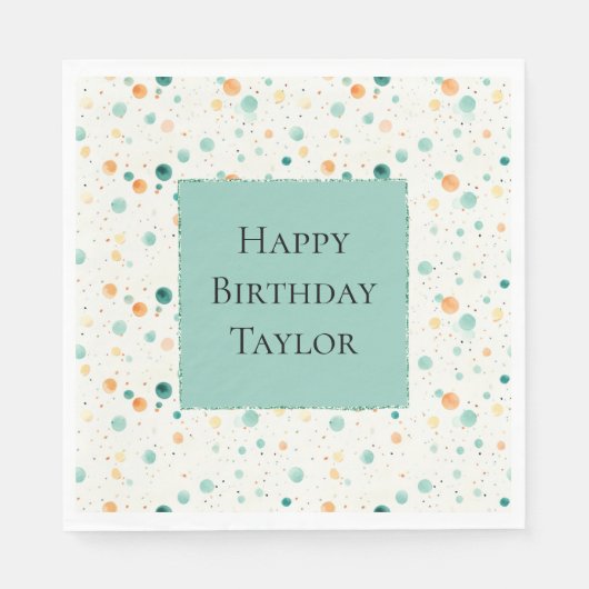 Serviette En Papier POINTS Tangerins Turquoise (Devant)