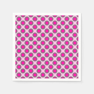 Serviette En Papier Points tournés, fuchsia, gris et rose