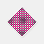 Serviette En Papier Points tournés, fuchsia, noir et blanc (Coin)