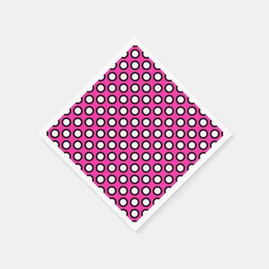 Serviette En Papier Points tournés, fuchsia, noir et blanc (Coin)