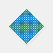 Serviette En Papier Points tournés rétros, bleu et vert (Coin)