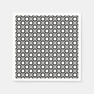 Serviette En Papier Points tournés rétros, gris, noir et blanc