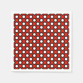 Serviette En Papier Points tournés rétros, rouge, noir et blanc (Devant)